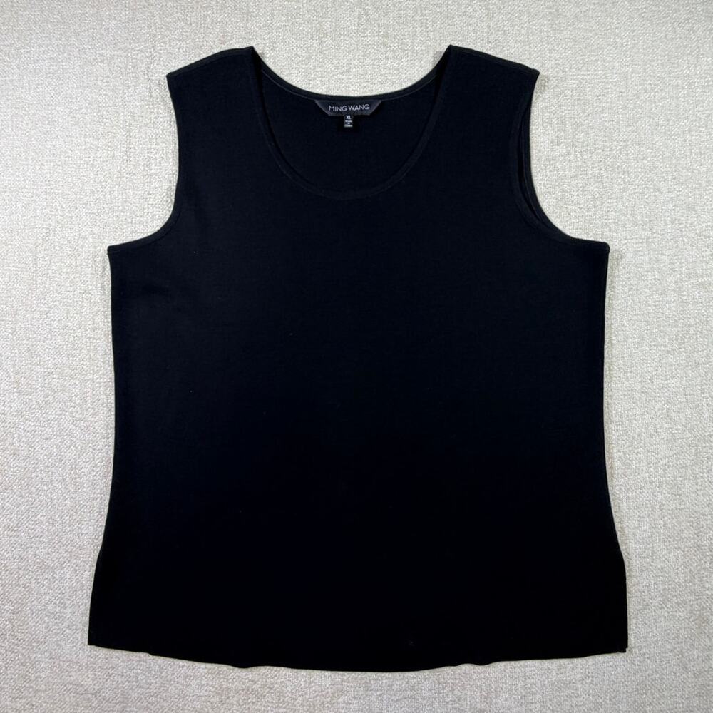 NWOT Ming Wang Women's Black XL Sleeveless Knit Stretch Layering Tank Top Casual